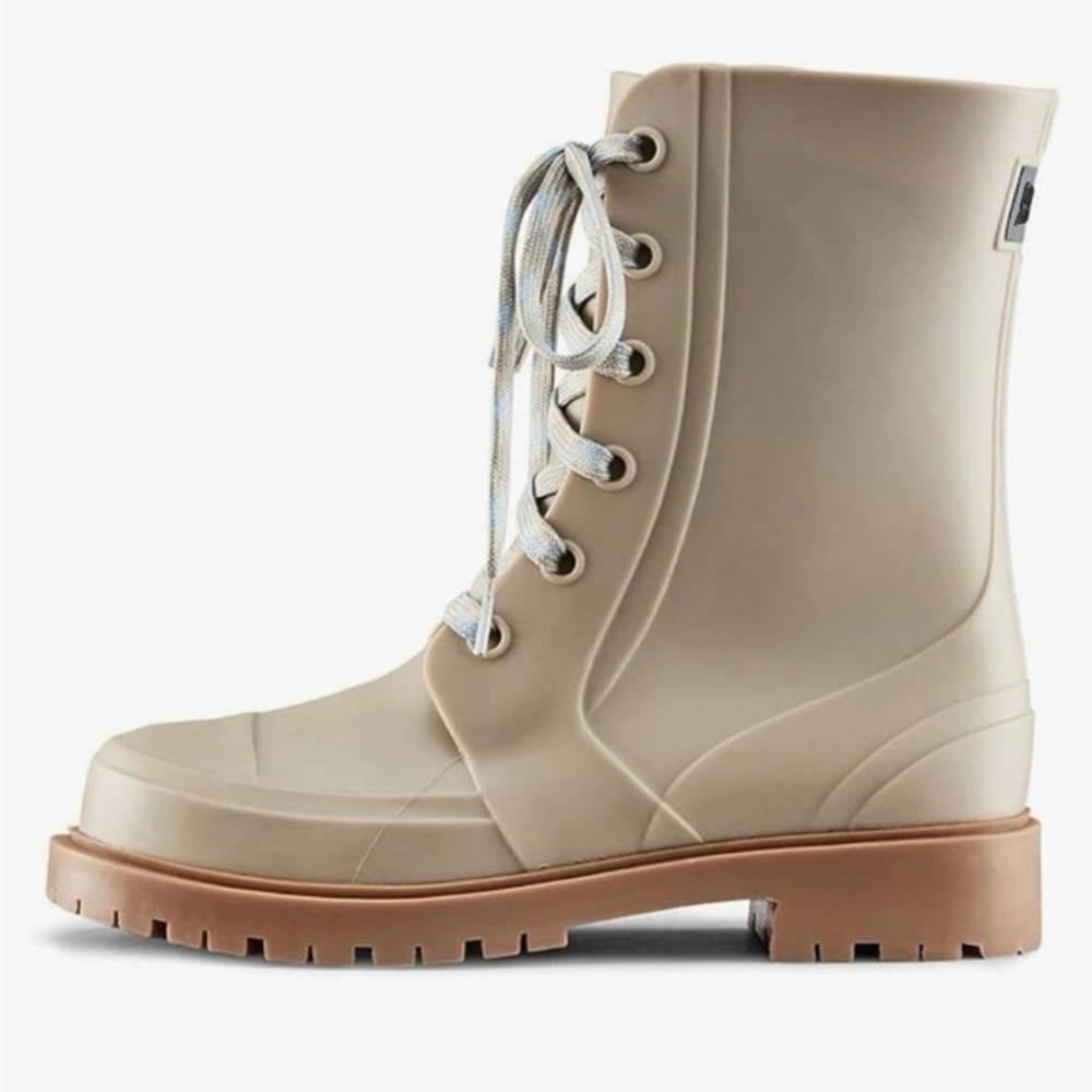 COUGAR MADRID WOMEN RUBBER RAI BOOTS IN DARK CREAM MID HIGH SIZE 8 - Picture 2 of 10